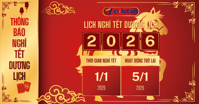 Thông báo thời gian nghỉ tết dương lịch công ty cổ phần cvtot